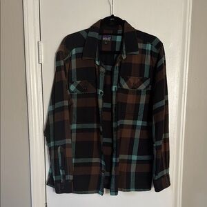 Patagonia Fjord Flannel Shirt - Brown and Teal, EUC